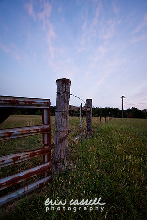 Fencepost At Dusk